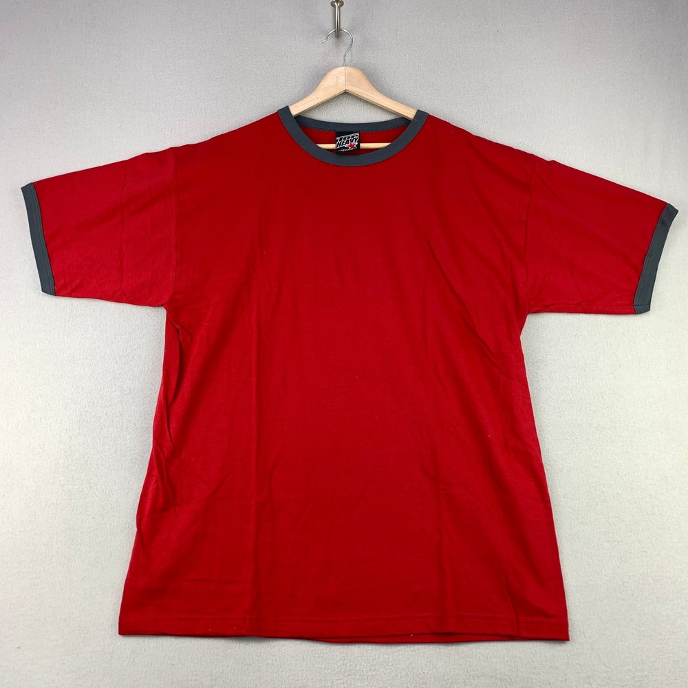 Vintage Top Heavy Ringer T-Shirt Mens XL Red 2004 Y2K Skater Streetwear Cotton